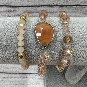 Champagne Agate Bracelet Set (158)